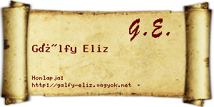 Gálfy Eliz névjegykártya